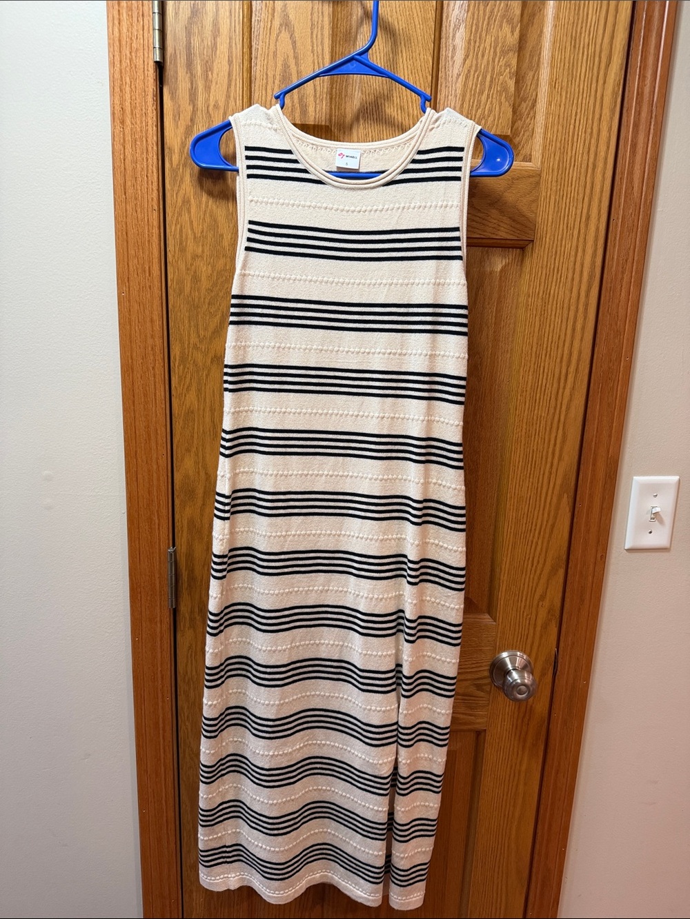 Sleeveless Cream and Black Striped Maxi Dress